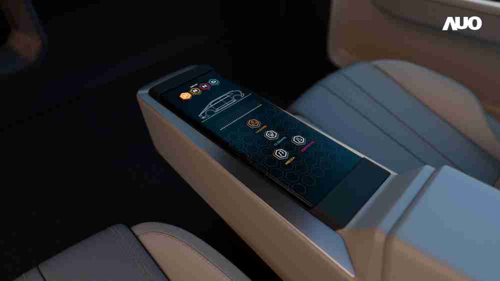 龙门国际以人性化设计打造多变形态中控显示(Morphing Center Control)，，，，不使用时仅平面显示信息，，进行操作时，，，显示器则会动态隆起，，，，转变成3D实体按钮，，并有触觉回馈，，，展示人机互动新体验